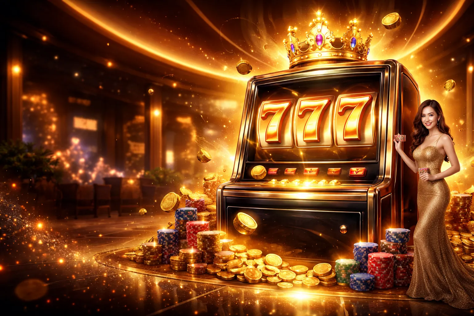 Hình ảnh trò chơi slot game hm88 với các biểu tượng may mắn và giải độc đắc